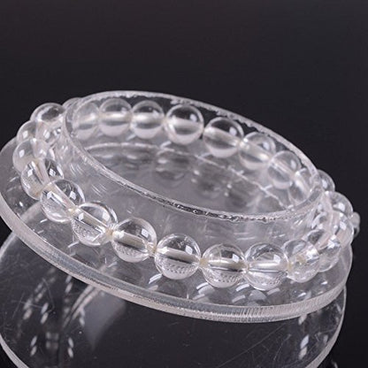 Justinstones Gem Semi Precious Gemstone 8mm Round Beads Stretch Bracelet 7 Inch Unisex - color: Clear Quartz