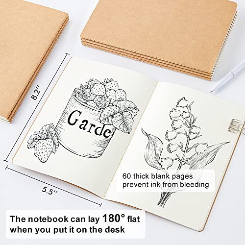 feela 15 Pack Blank Kraft Notebooks, Unlined Sketchbook Note Pad Travel Journal for Drawing Doodling Writing, Journal Bulk For Women Kids Students Office School Supplies, A5, 60 Pages, 8.3” X 5.5” - style: Blank-15 Pack