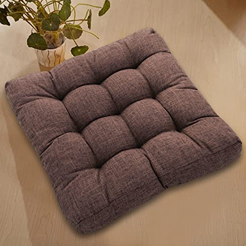 kingsea Floor Pillow Cushion,Square Cotton Linen Floor Cushion 21" x 21" Chair Pad Cushions Meditation Pillow,for Balcony Bedroom Tatami Living Room Sofa Balcony Outdoor (Coffee)