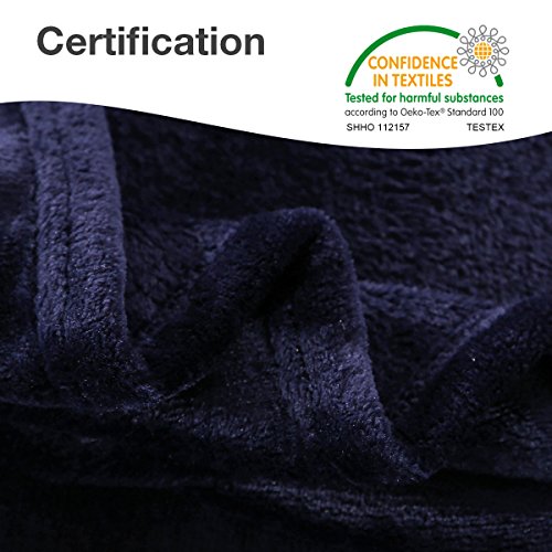 HYSEAS Flannel Fleece Throw Blanket Navy Blue - Super Soft Plush Microfiber Solid Blanket for Couch, Bed, Chair, Sofa - Fuzzy Cozy Lightweight - 50x60 Inch - color: Navy Blue