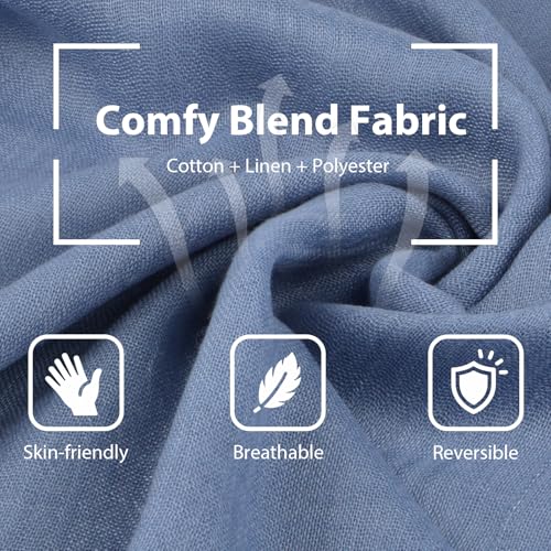 Women Summer Scarfs Large Long Lightweight Linen Beach Gauze Shawl Wrap 75”×43” - color: Blue Grey
