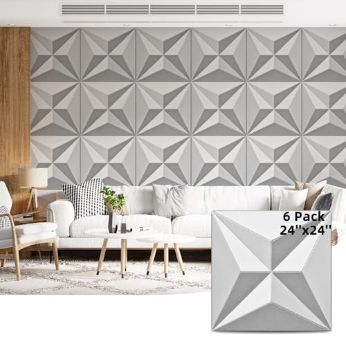 Art3dwallpanels 24" X 24" Acoustic Panels 6 Pack Soundproof Wall Panels Sound Dampening, 3D Wall Decor Absorbing Panels, White and Gray - color: Gray & White
