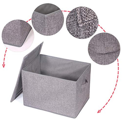2 Pack Large Foldable Storage Box with Lids Fabric Storage Cube Organizer Cloth Containers Bins Baskets for Closet Clothes Clothing Bed Room