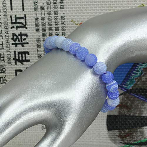 Keleny Gem Semi Precious Gemstones 8mm Natural Quartzite Stone Round Beads Rock Crystal Jasper Stretch Bracelet 7 Inch Unisex - color: 8mm Blue Weathered Agate