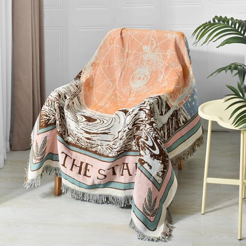 Boho Throw Blanket Reversible Cotton Bohemian Tapestry Hippie Room Decor Double Sided (Boho The Star 50"x60") - color: Boho the Star, size: 50*60 inch