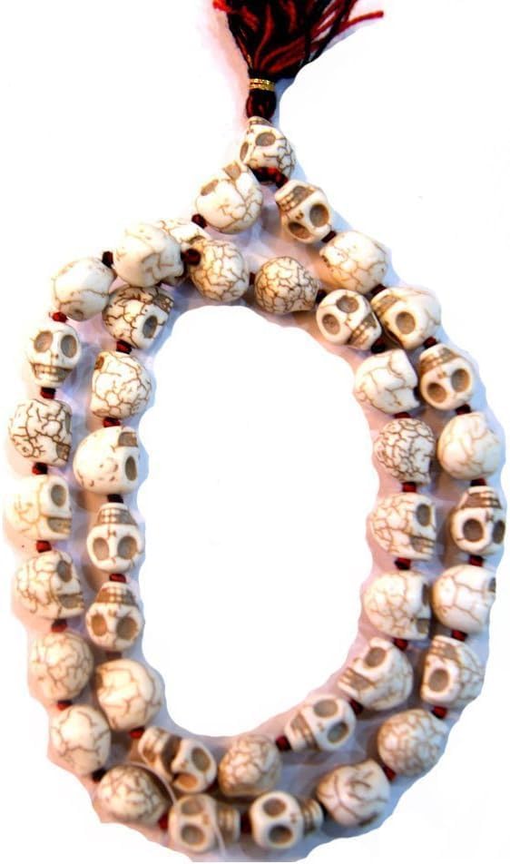 Rudraksh Mala, Natural Himalayan Genuine Original Rudraksha Rosary - style: Skull Mund Mala 54+1 Beads 4MM