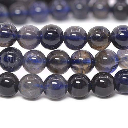 Justinstones Gem Semi Precious Gemstone 6mm Round Beads Stretch Bracelet 6.5 Inch Unisex - color: Iolite