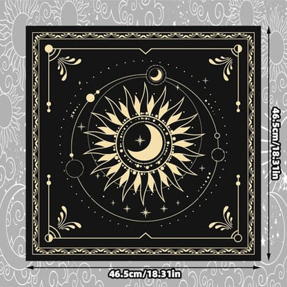 BOXOB Altar Cloth, 18.31x18.31in Delicate Square Sun Moon Alter Cloths Witchcraft Spiritual Tarot Mat Tablecloth Divination Tools and Accessories Perfect Divination Ritual Supplies