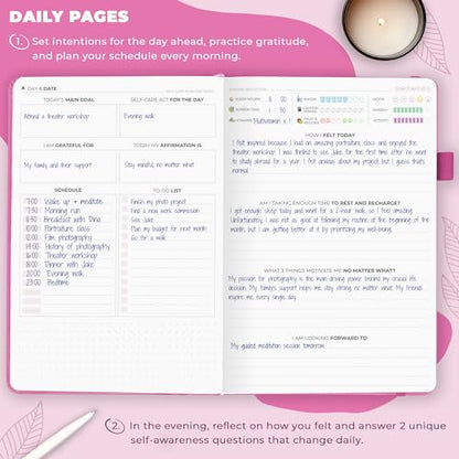 Clever Fox Self-Care Journal – Daily Reflection Notebook – Mental Health & Personal Development Planner, Meditation & Mood Log, A5 (Violet Blossom) - color: Violet Blossom, size: A5 (5.8'' x 8.3'')