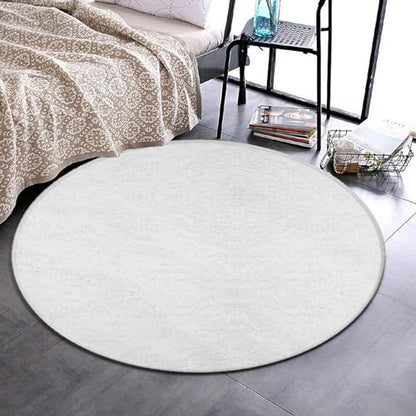 Modern Round Area Rug, Non-Slip Machine Washable Kitchen Office Circle Rug, Room Sofa Yoga Soft Round Carpet Compatible with White 60inch(150cm) - color: Color72, size: 60inch(150cm)