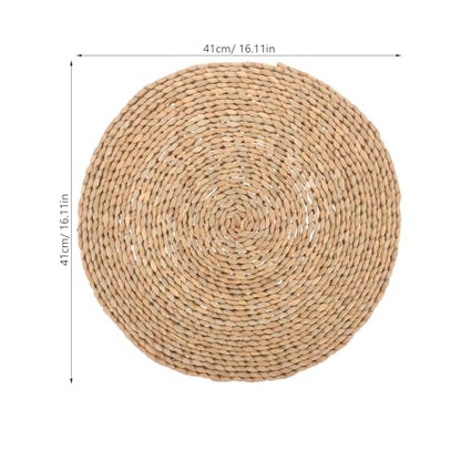 Woven Meditation Floor Cushion Seat Pad, 40x40cm Deep Grass Zabuton Mat for Yoga, Tatami, Zen Sitting, Handmade Floor Pillow for Bedroom and Meditation Practice
