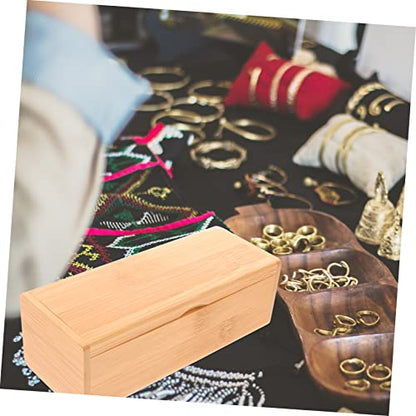 ULTECHNOVO Bamboo Storage Box with Lid Wooden Crafts Organizer for Jewelry and Keepsakes Bamboo Storage Solution for Home and Office