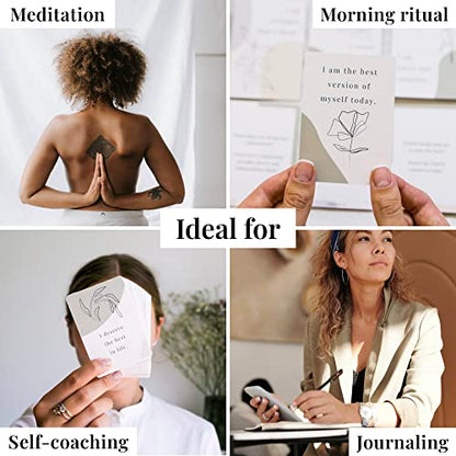 Affirmation Cards for Women Balance — 52 Positive and Motivational Cards | Daily Empowering Inspirational Questions for Therapy, Meditation, Self-Care & Mindfulness | Double-Sided and Sturdy