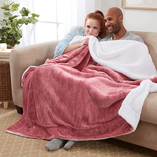 Sherpa Throw Blanket Super Soft Reversible Ultra Luxurious Plush Blanket, 50 x 60 inches, Light Mahogany/White - color: Light Mahogany / White, size: Throw (50" x 60")