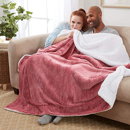 Sherpa Throw Blanket Super Soft Reversible Ultra Luxurious Plush Blanket, 50 x 60 inches, Light Mahogany/White - color: Light Mahogany / White, size: Throw (50" x 60")
