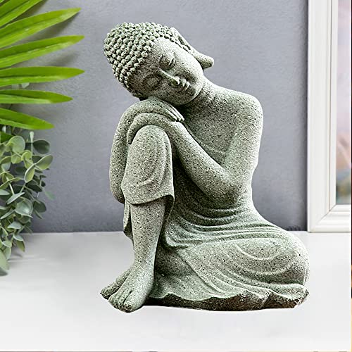 fazhongfa Mini Buddha Statue 4.7 Inch Natural Stone Handmade Buddha Sculptures Creative Zen Garden Aquarium Fish Tank Decorations Home Decor to Friend Family Mom Father as Gift (Contemplate) - style: Contemplate