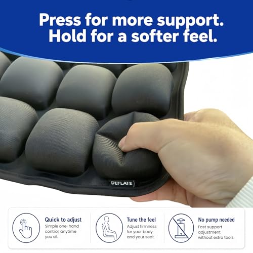 Airplane Seat Cushion, Inflatable Travel Cushion for Long Flights, Portable Travel Seat Cushion with Built-in Press Pump - color: Black L