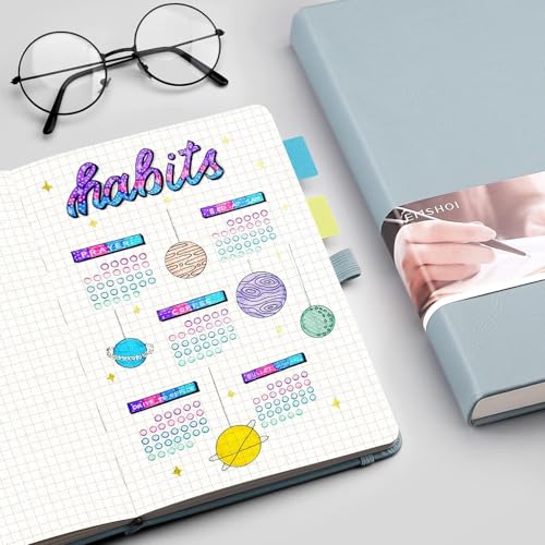 EMSHOI Graph Paper Notebook - 256 Pages A5 Graph Notebook/Journal, Hard Cover, 120gsm Thick Paper, Smooth PU Leather, Inner Pocket, 5.75'' × 8.38''-GrayBlue - color: GrayBlue, size: A5-Graph