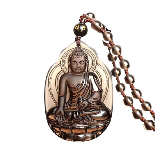 Natural black ice obsidian sakyamuni buddha Herbalist medicine buddha necklace Amulet pendant bead with adjustable chain for women or men