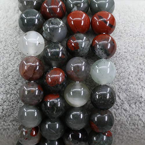 Amandastone Natural Gemstone 8mm Round Beads Stretch Bracelet 7 Inch - color: African Bloodstone