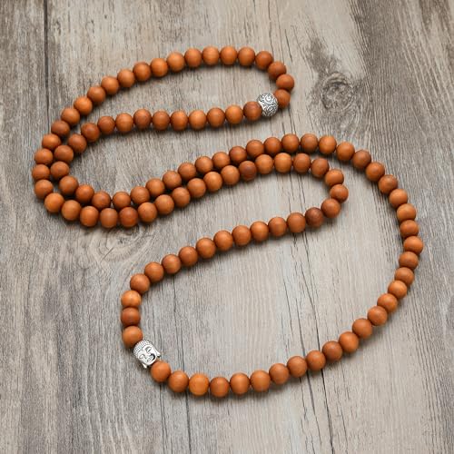 Buddha Charm Meditation Jewelry of 108 Mala Prayer Beads Bracelet or Necklace - style: Wood