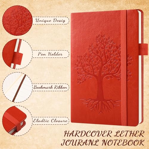 Tree Small Notebooks Pen bulk Leather Lined Pocket Subject Journals Notebooks Hardcover Pocket Cute Ruled Leather Notepad with Pen Holder for Men Women School Business, A6(Stylish Color,30 Set)