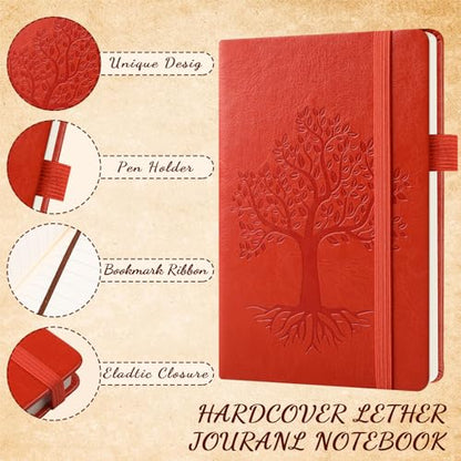 Tree Small Notebooks Pen bulk Leather Lined Pocket Subject Journals Notebooks Hardcover Pocket Cute Ruled Leather Notepad with Pen Holder for Men Women School Business, A6(Stylish Color,30 Set)