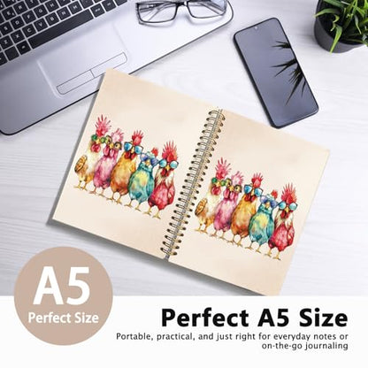 LIANGW Funny Chicken Notebook Journal for Kids, Gifts for Funny Chicken Lovers, Cute Animal Notebook Journal for School Women Teen Girls Kids, Hardcover Spiral Notebook 5.5x8.3 Inch - color: 01-funny chicken (kids)