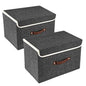 Collapsible Storage Boxes, Washable Fabric Storage Bins with Lids, 14.9x9.8x9.8 inches, 2 Pack, Black