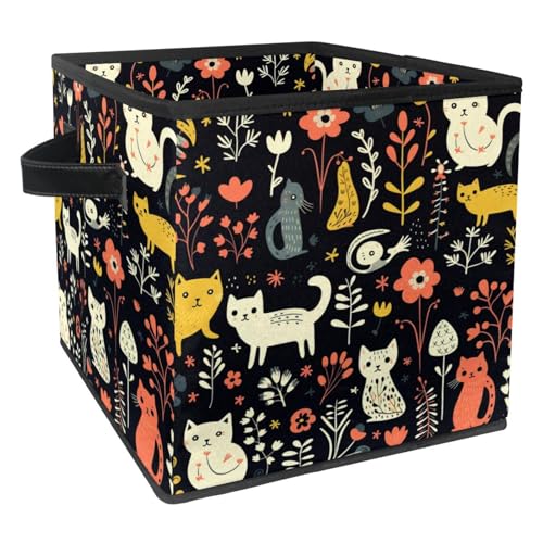 Storage Bags,Clothes Storage Bins Foldable with Handle,1-Pc,Cat Bird Dog and Flower