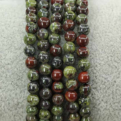 Keleny 4mm Natural Round Beads Gemstones Rock Crystal Stretch Bracelet 7 Inch Unisex - color: A Grade Dragon Blood Jasper