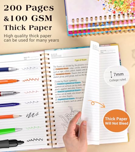 Lined Spiral Notebook Journal for Women, 150 Pages Cute Notebooks 5.75” x 8.38”, A5 Hardcover Spiral Journals with 100 GSM Thick Paper, College Ruled Notebook for Writing Work School, Pink Blue Marble - color: Pink Blue Marble
