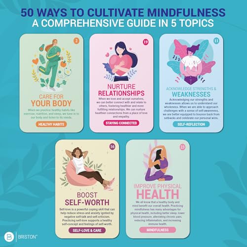 Briston Positivity Pulse Affirmation Cards for Mindfulness and Self Care – 50 Daily Positive Quote Cards for Motivation, Anxiety Relief, Gratitude, Mental Health, Confidence, and Personal Growth