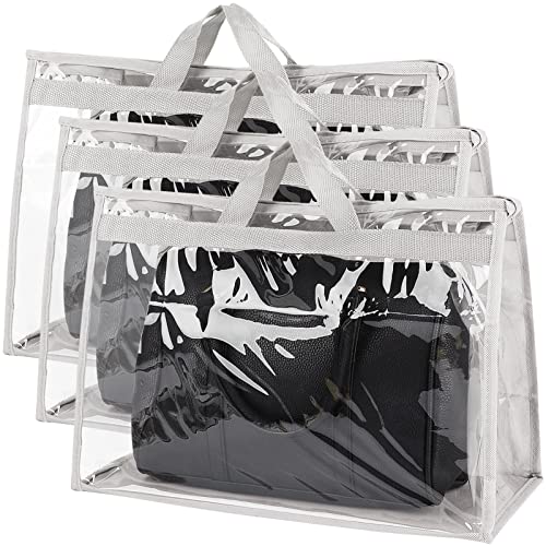 Outgeek 3PCS Purse Storage Bag Organization Purse Dust Bag Organizer Clear Plastic Lightweight Protective Waterproof Handbag Protector - color: Grey