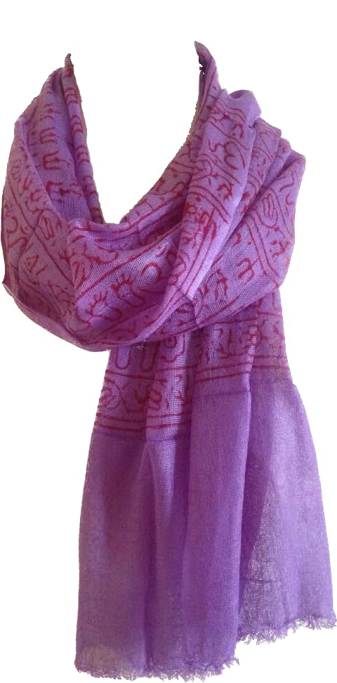 Karma Handicrafts Om Meditation Yoga Harye Ram Prayer Scarf Cotton Scarves Nepal - color: Purple
