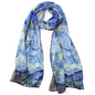 JWSilk Long Charmeuse Silk Scarf Classic Art Print - color: Starry Night By Van Gogh