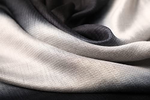 WINCESS.YU Women Gradient Scarf Long Shawls and Wraps Fashion Plain Pashmina Formal Scarf - color: Black and White