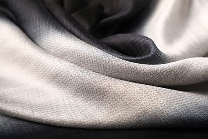 WINCESS.YU Women Gradient Scarf Long Shawls and Wraps Fashion Plain Pashmina Formal Scarf - color: Black and White