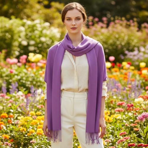 Peach Couture Women’s Pashmina Shawl Wrap – Warm Long Large Scarf for Evening Dress, Bridesmaid, Wedding & Bridal Wear - color: Lavender