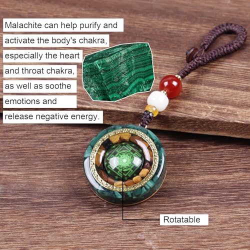 Day Day Up Orgonite Necklace - Sri Yantra Rotatable Pendant For Anti Stress Anxiety & Meditation - Malachite And Tiger Stone For Spiritual Healing & Positive Energy - color: Style 4