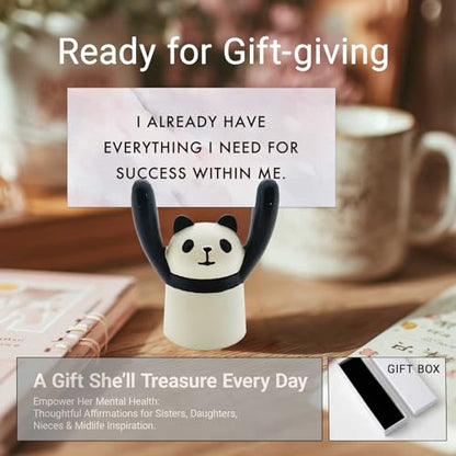 Affirmation Card Deck for Women with Animal Holder, 31 Positive Daily Cards for Self-Care & Mindfulness, Gift for Her, Sister, Daughter, Niece, Mental Health & Manifestation Support (Panda)
