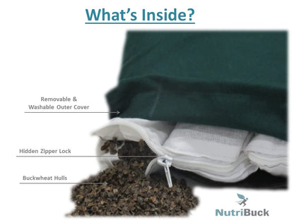 NutriBuck® | Meditation | Yoga | Cushion | (Zabuton Mat) | Filled with Buckwheat Hulls | (Dark Green)