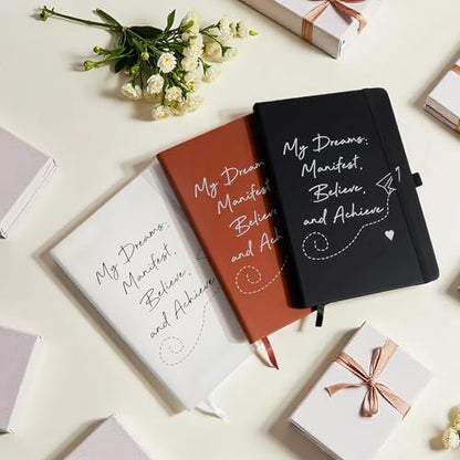 A5 Lined Journal Notebooks for Man, 192 Pages Leather Hardcover Notebooks, 5.7 x 8.5 inch Journaling Notebooks for Work, Writing, School, Black