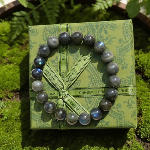Natural Handmade Healing Chakra Bracelet - color: 12m-labradorite-FOR 8-8.7 INCH WRIST