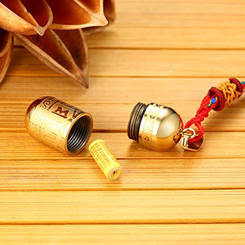 Men's Stainless Steel Open Lucky Buddha Mantra Pendant Necklace Bottle Container Memorial with Braided Rope - color: New Style, Mantra - Gold