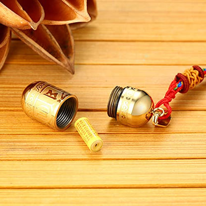 Men's Stainless Steel Open Lucky Buddha Mantra Pendant Necklace Bottle Container Memorial with Braided Rope - color: New Style, Mantra - Gold