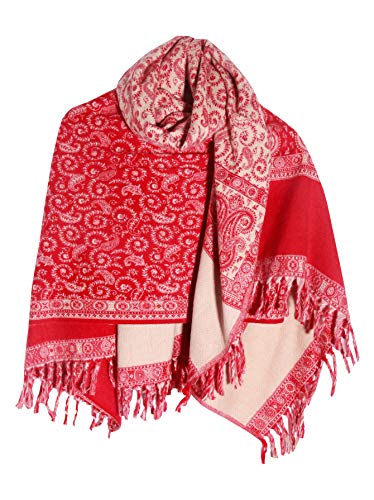 TIBET LUXURY HANDMADE RED FLOWER PREMIUM QUALITY FASHION SCAR MADE OF YAK WOOL Shawl Blanket stole unisex Travel Wrap Meditation Soft gift for her