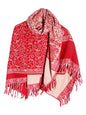 TIBET LUXURY HANDMADE RED FLOWER PREMIUM QUALITY FASHION SCAR MADE OF YAK WOOL Shawl Blanket stole unisex Travel Wrap Meditation Soft gift for her