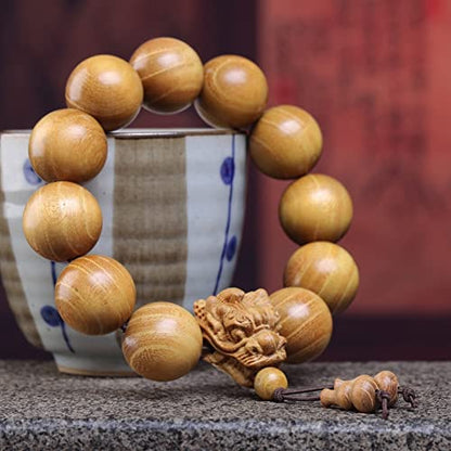Zen Dear Natural Golden Sandalwood Mexican Bocote Mala Prayer Bead Bracelet Link Wrist Necklace Mala Beads - style: 20mm 12 beads Long's Head