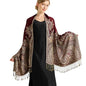 Silky Paisley Pashmina Shawl Scarf-Women's Soft Double-side Jacquard Pashminas Wrap for Evening Dress Travel Shawl - color: C-burgundy Balsam